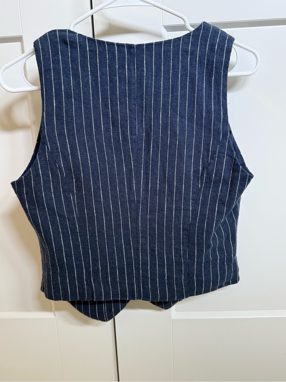 A NEW DAY Navy Pinstripe Button Front Vest- women’s size XS - NEW! - Picture 2 of 8
